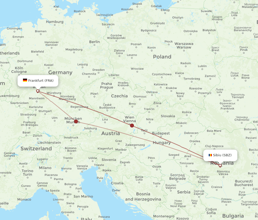 FRA to SBZ flights and routes map