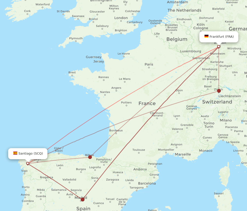 FRA-SCQ flight routes