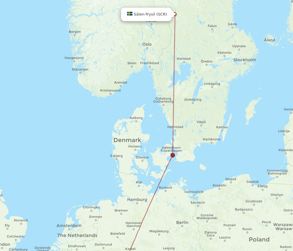 FRA-SCR flight routes