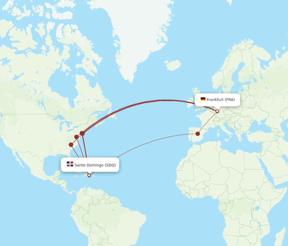 FRA-SDQ flight routes