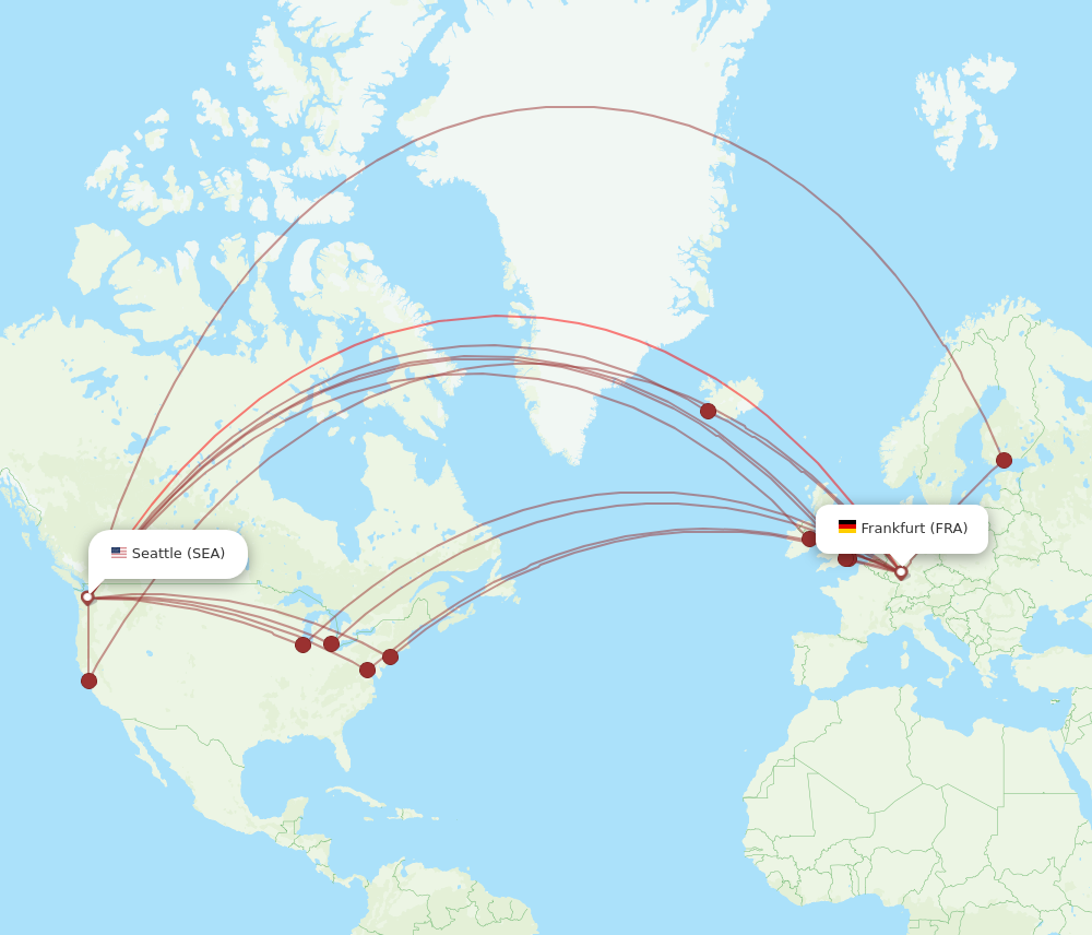 FRA to SEA flights and routes map