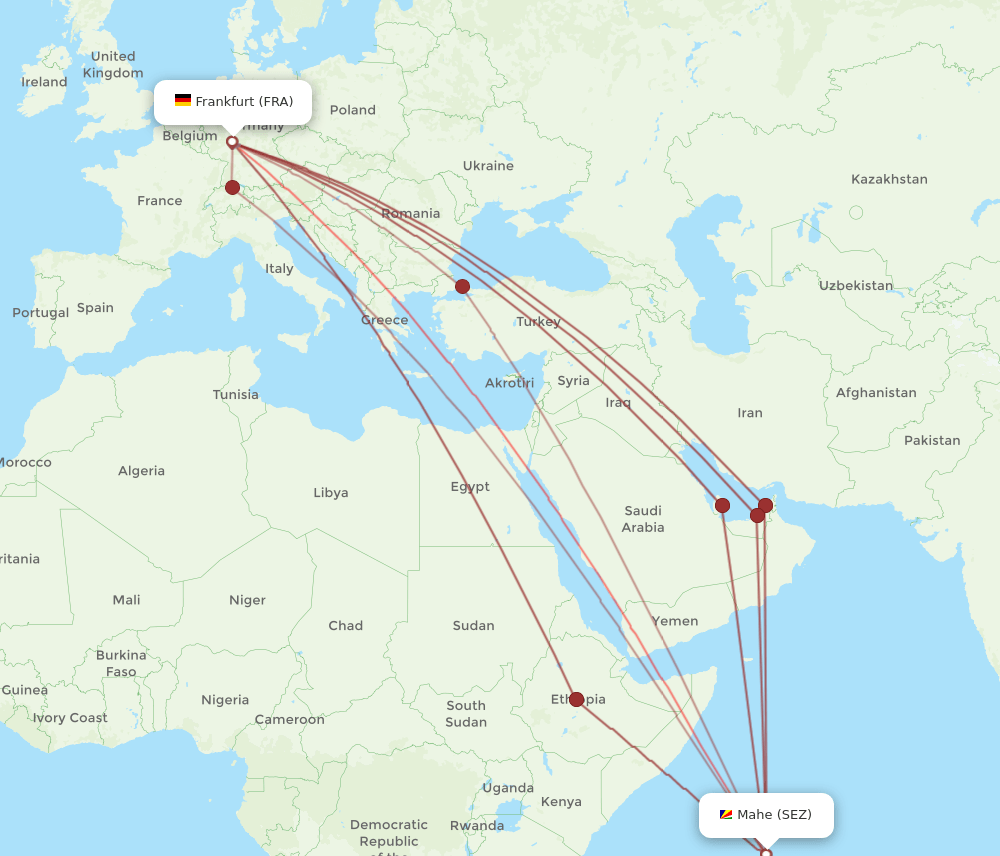 FRA-SEZ flight routes