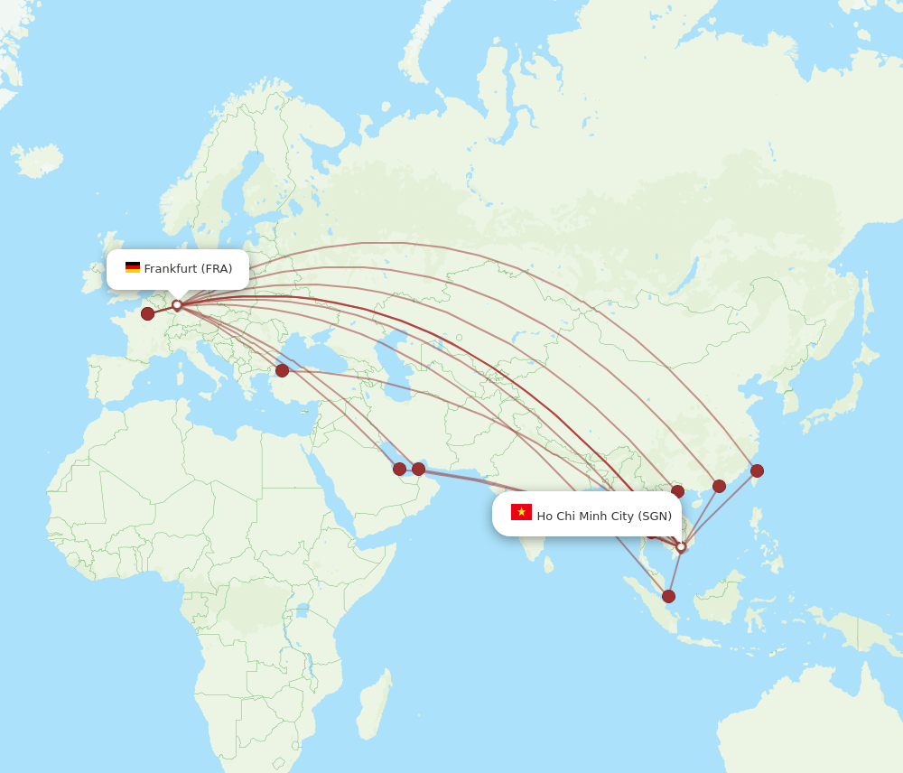 FRA-SGN flight routes