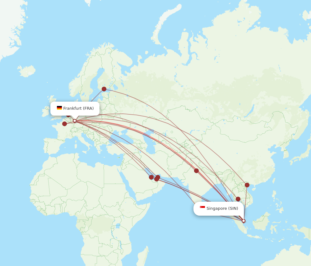 FRA to SIN flights and routes map