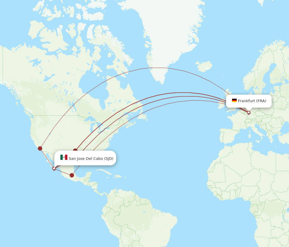FRA to SJD flights and routes map