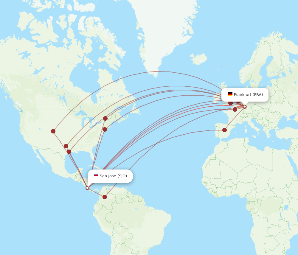 FRA-SJO flight routes