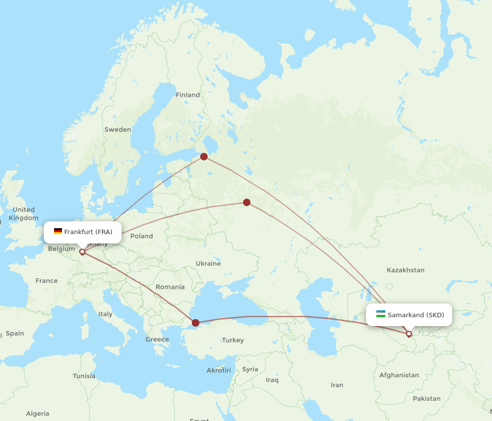 FRA-SKD flight routes