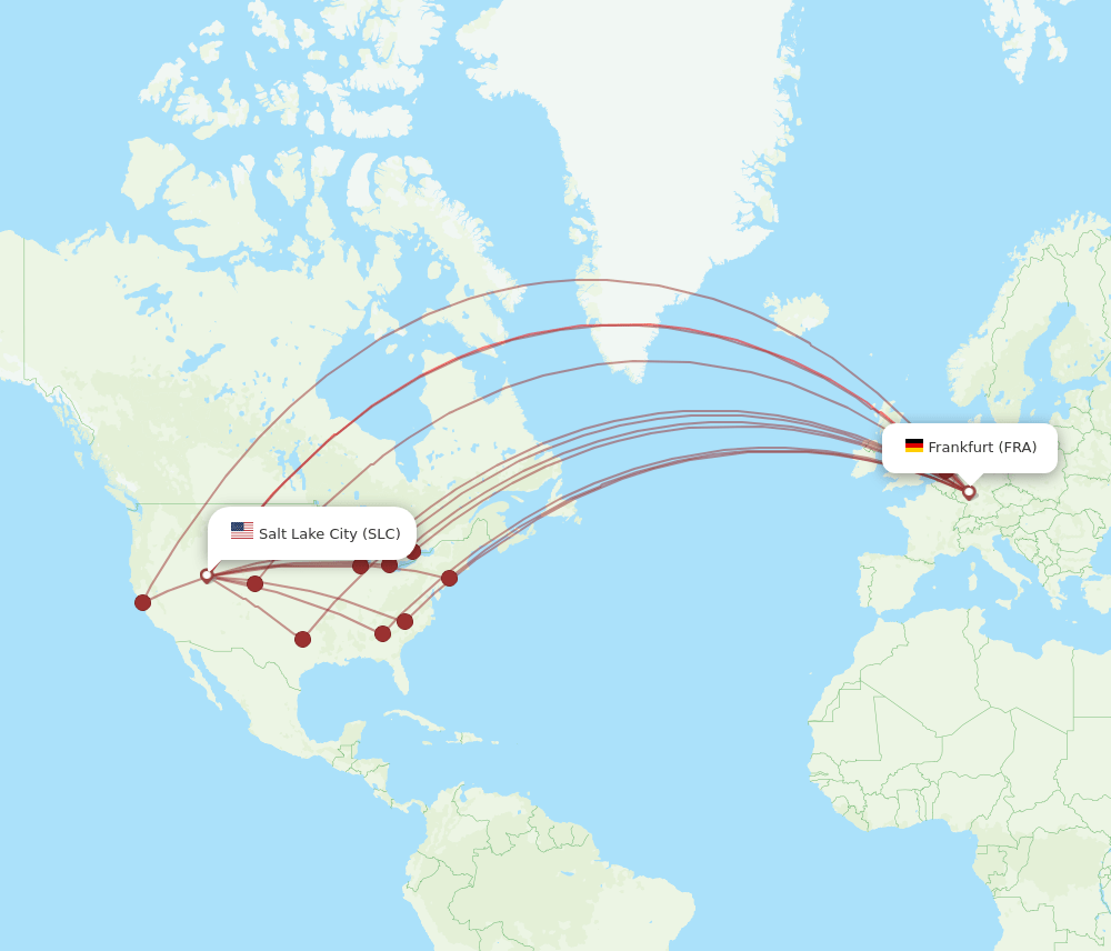 FRA-SLC flight routes