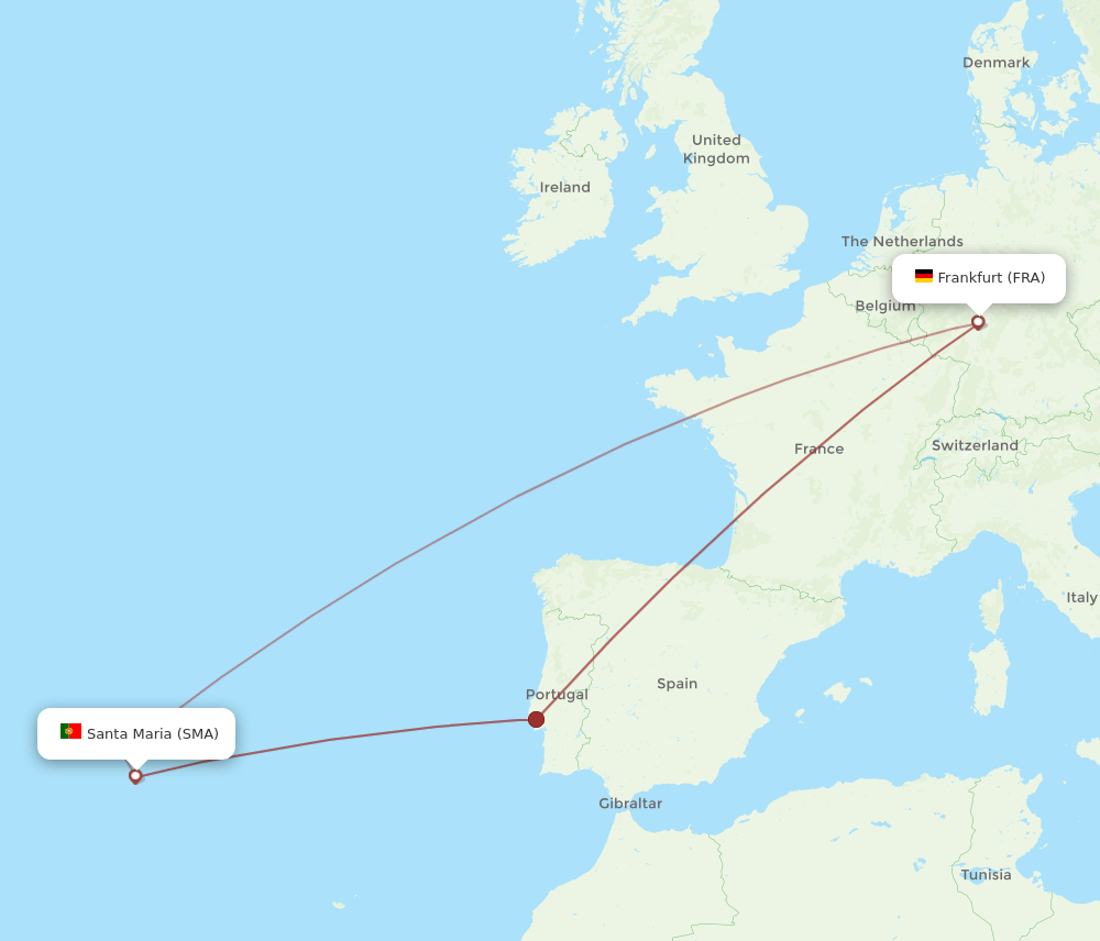 FRA to SMA flights and routes map