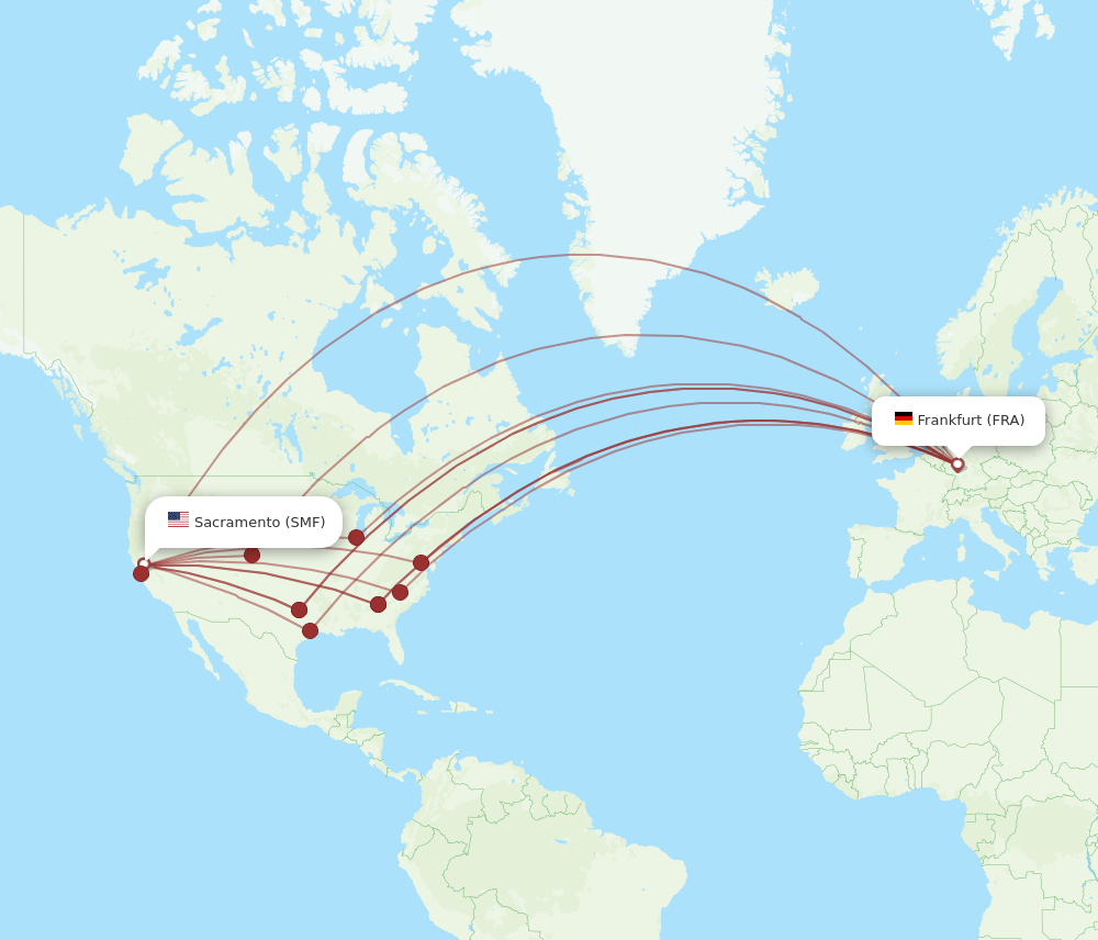 FRA-SMF flight routes