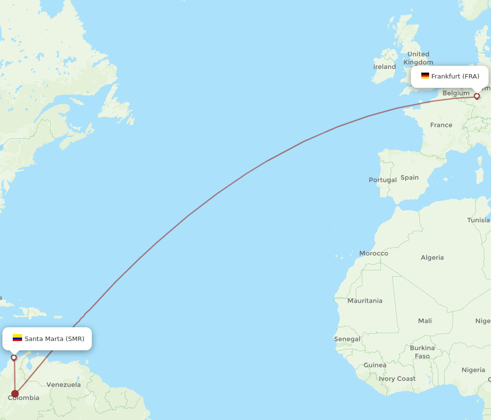 FRA-SMR flight routes