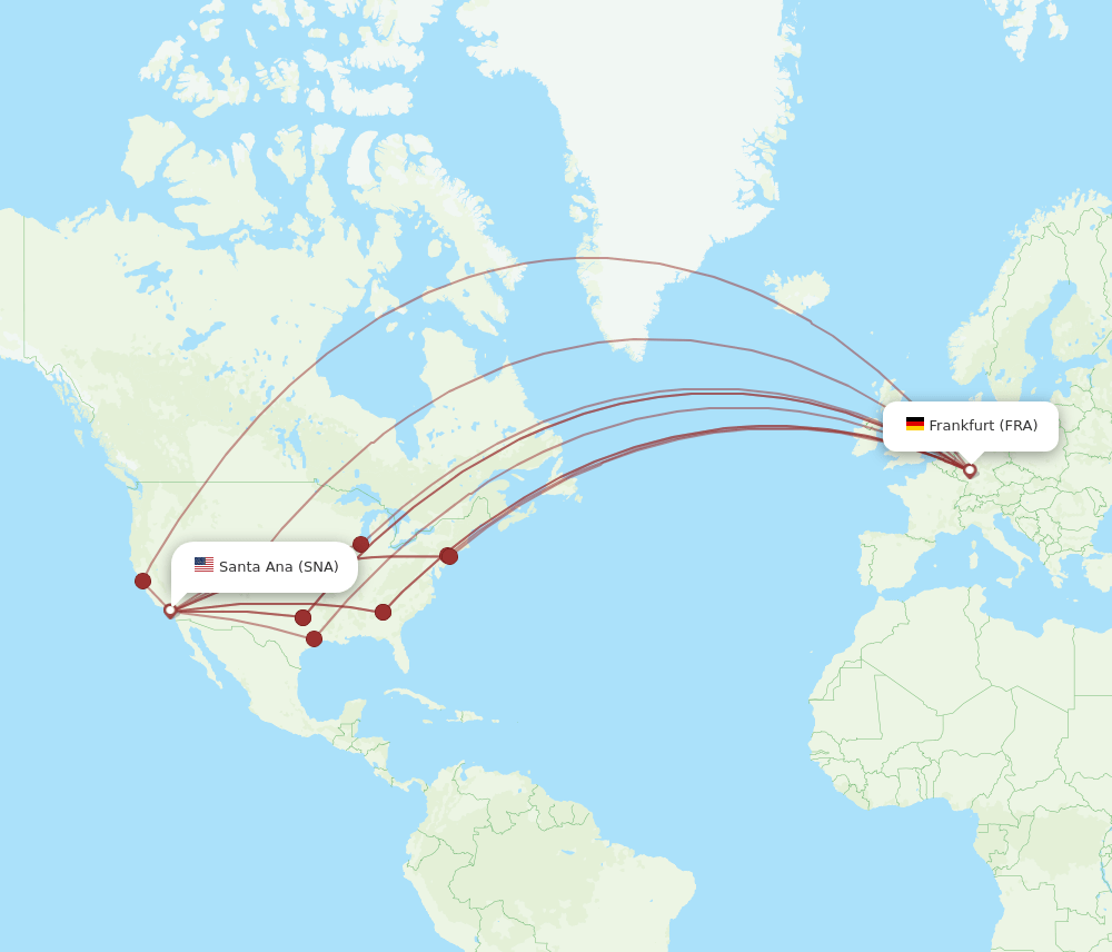 FRA-SNA flight routes