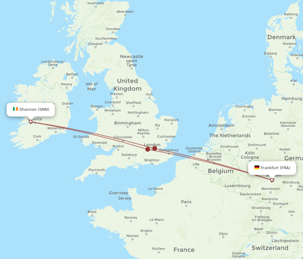 FRA-SNN flight routes