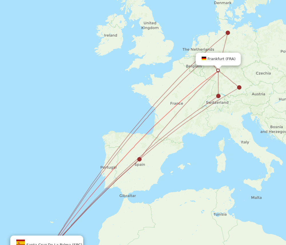 FRA to SPC flights and routes map