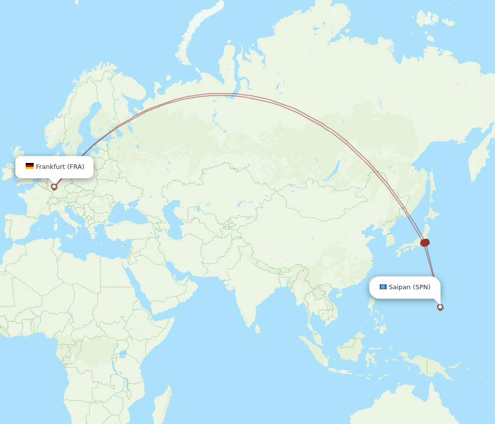 FRA-SPN flight routes