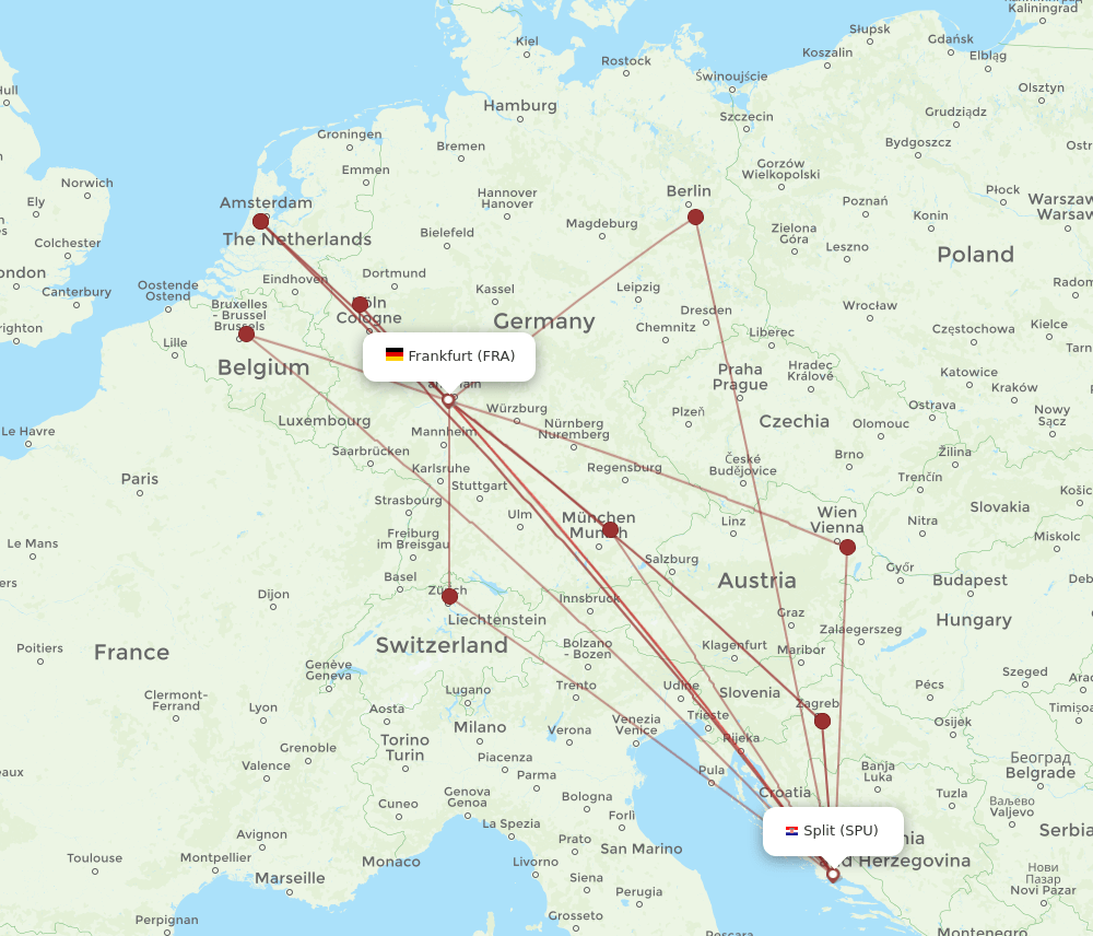 FRA to SPU flights and routes map