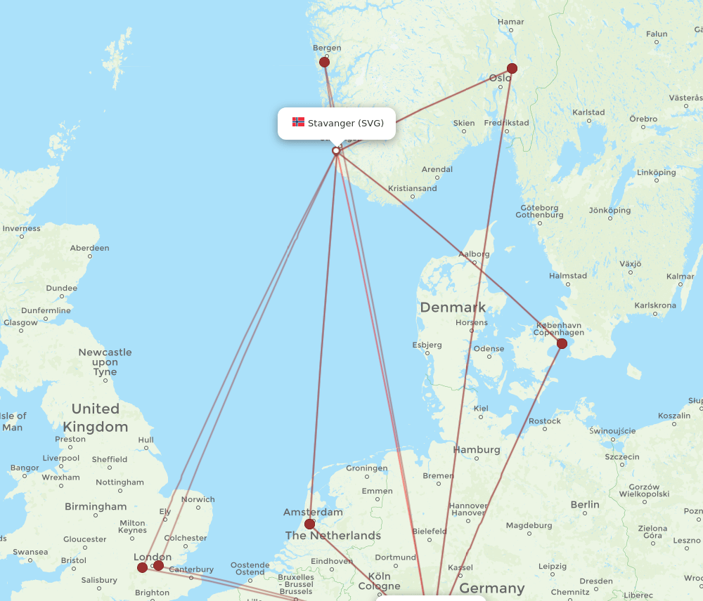 FRA-SVG flight routes