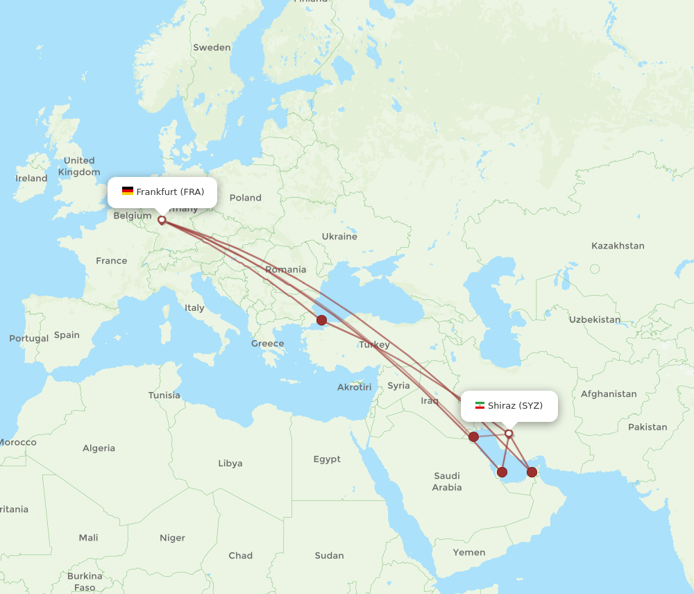FRA-SYZ flight routes