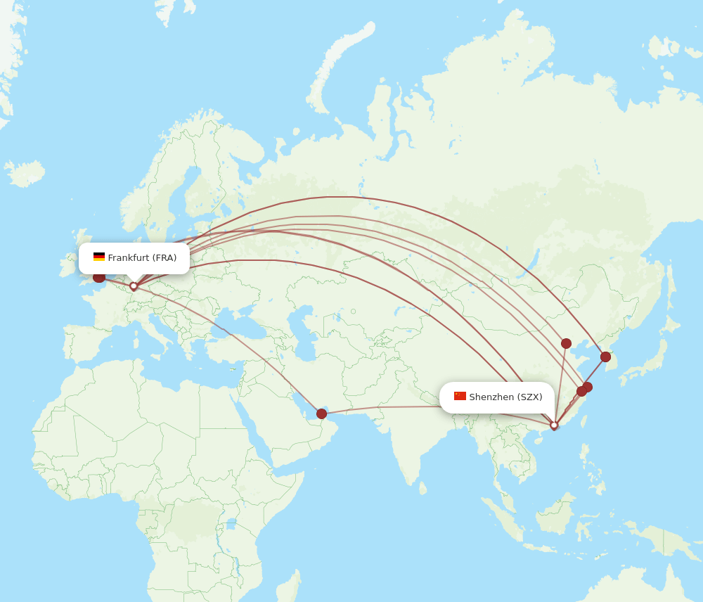FRA-SZX flight routes