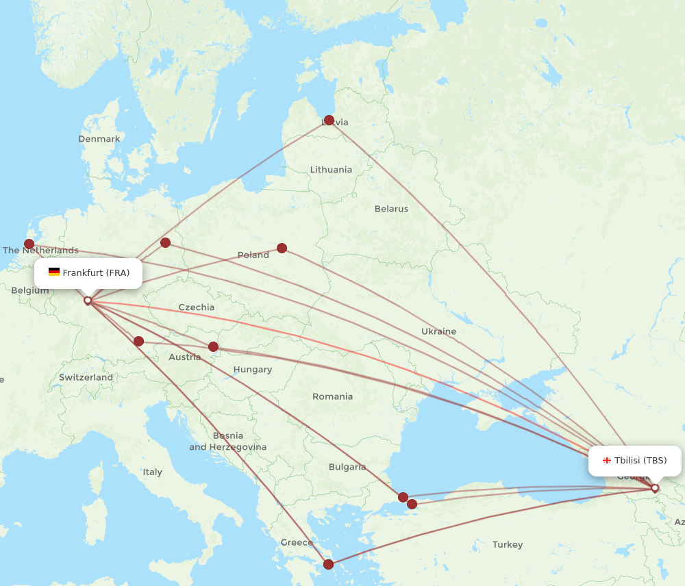 FRA-TBS flight routes