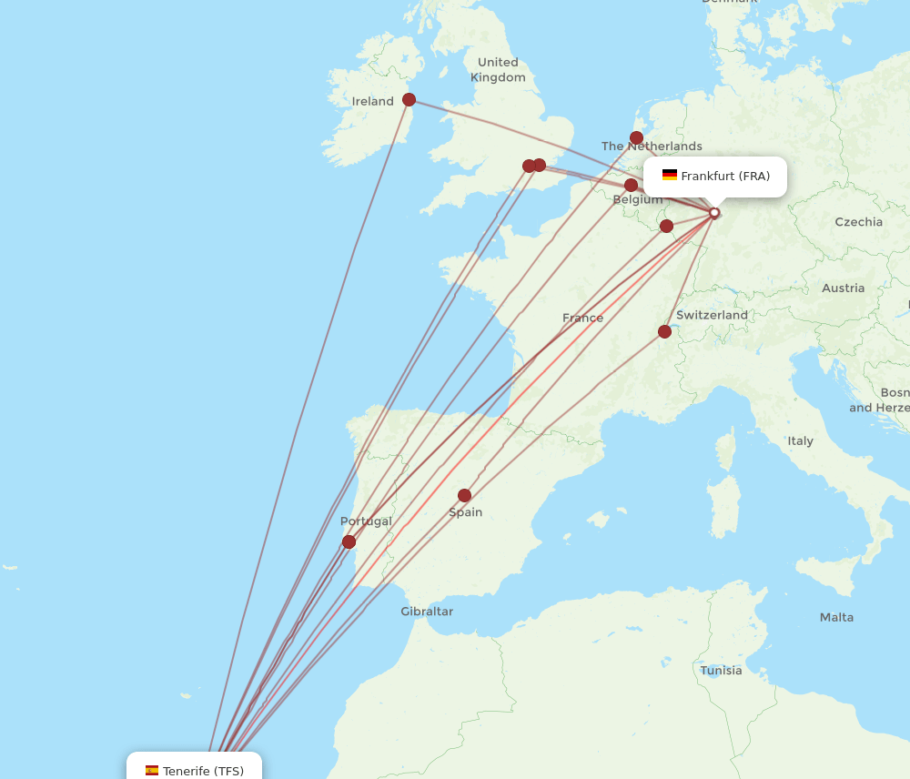 FRA-TFS flight routes