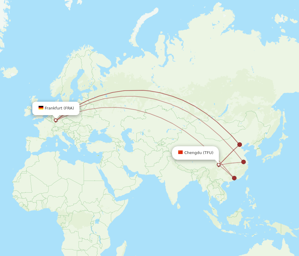 FRA-TFU flight routes