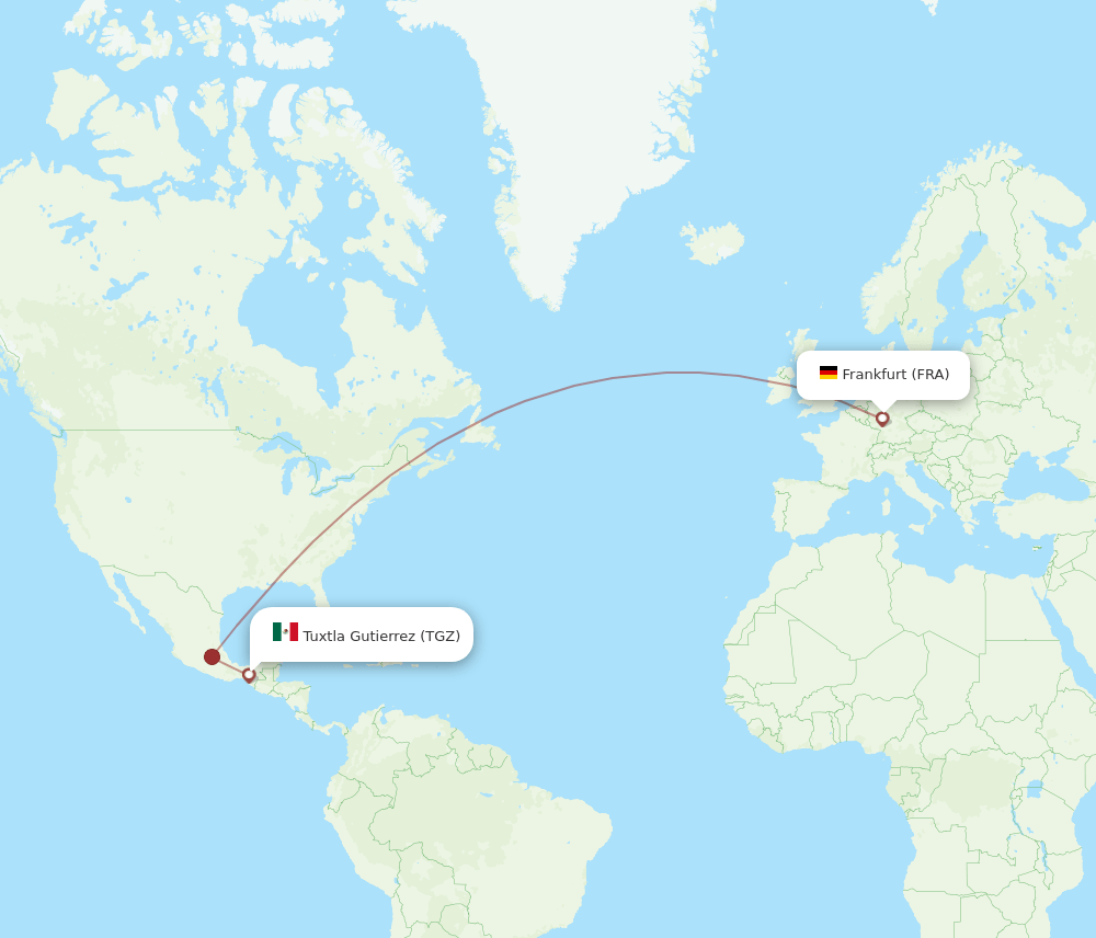 FRA to TGZ flights and routes map