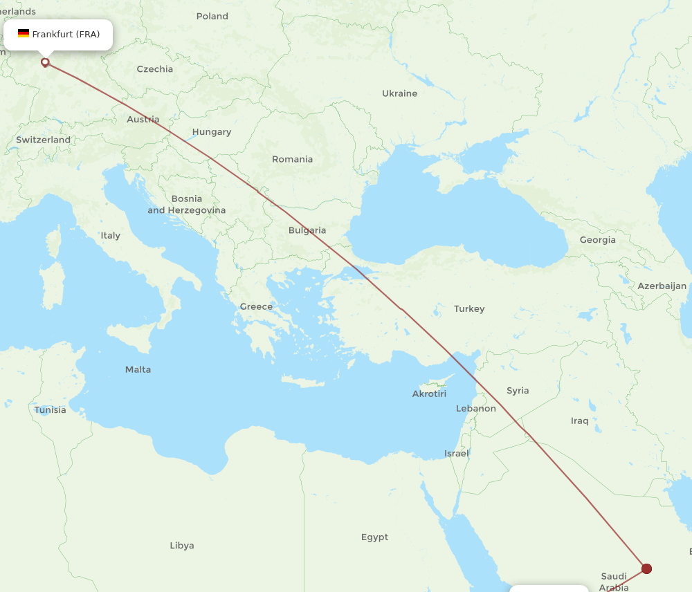 FRA to TIF flights and routes map