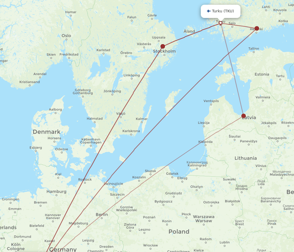 FRA-TKU flight routes