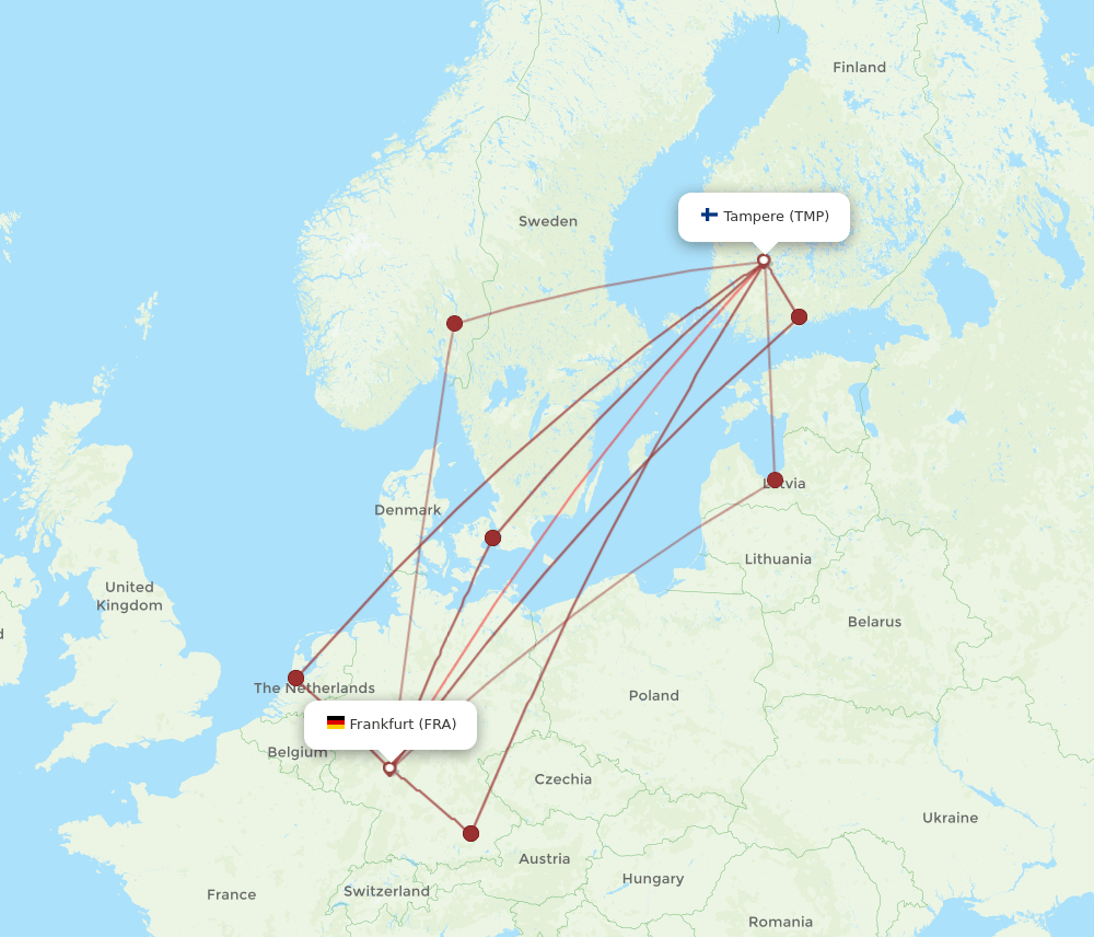 FRA-TMP flight routes