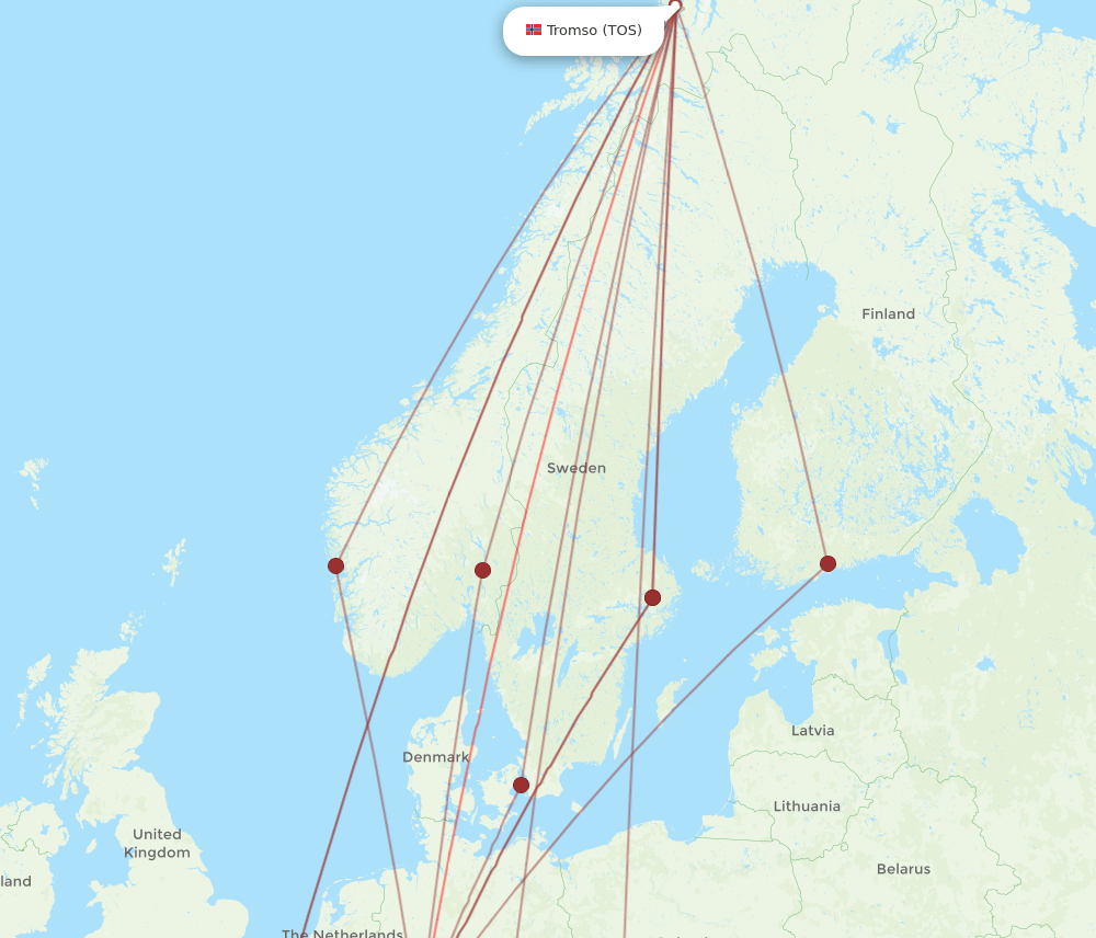 FRA-TOS flight routes