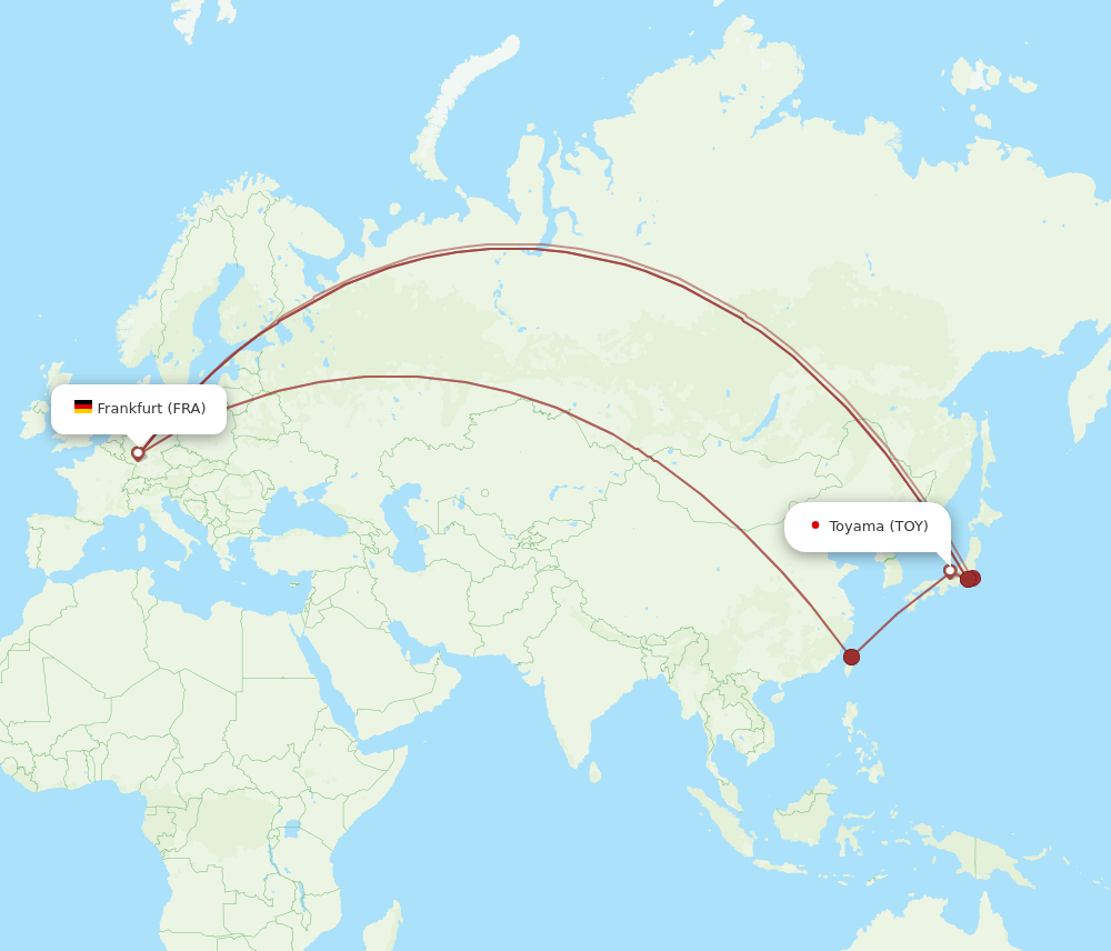 FRA to TOY flights and routes map