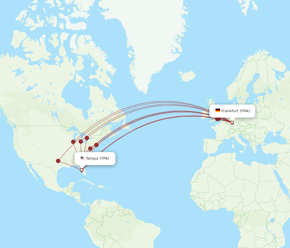 FRA-TPA flight routes