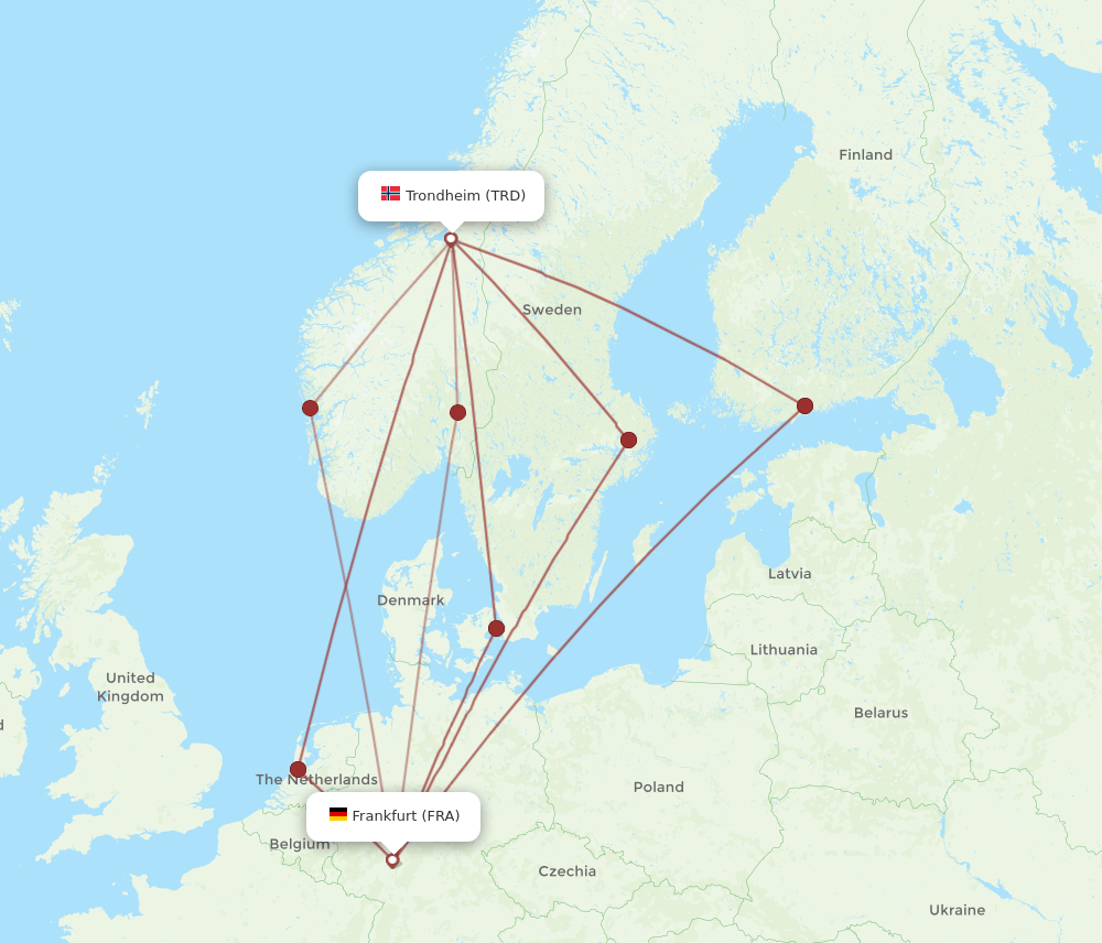 FRA-TRD flight routes