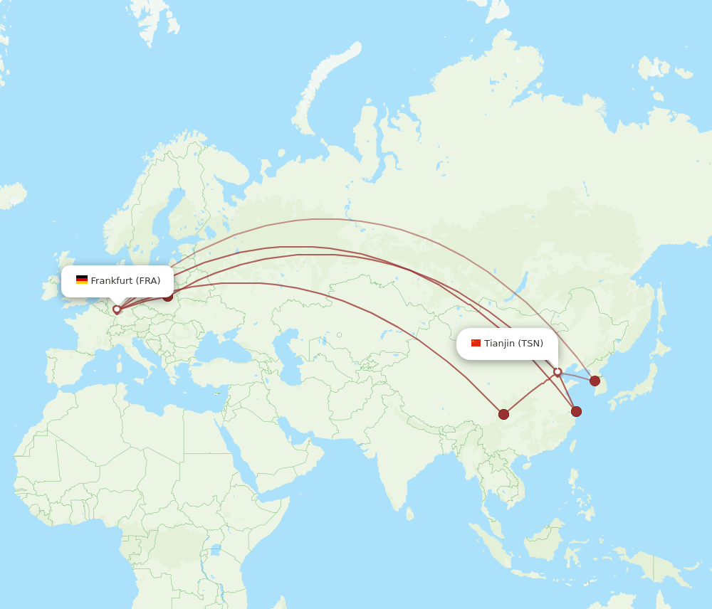 FRA-TSN flight routes