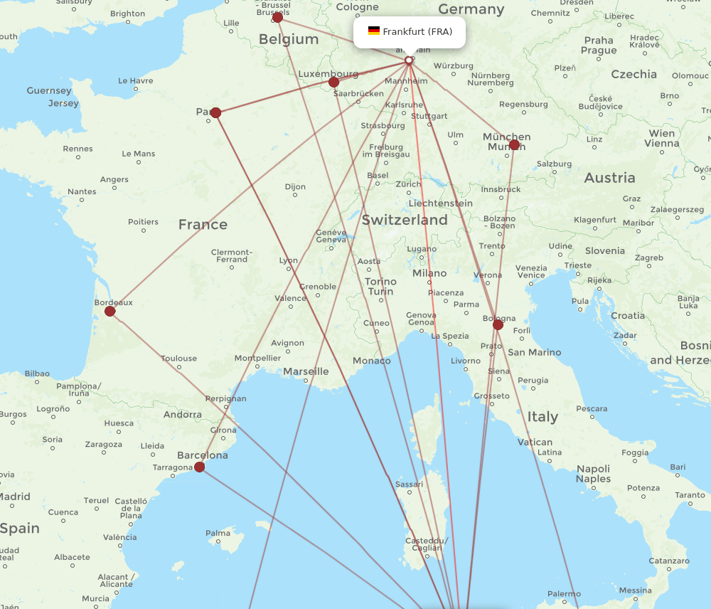 FRA-TUN flight routes