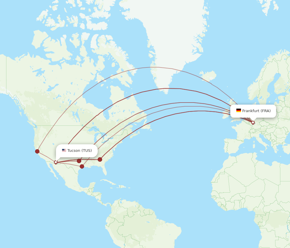 FRA to TUS flights and routes map