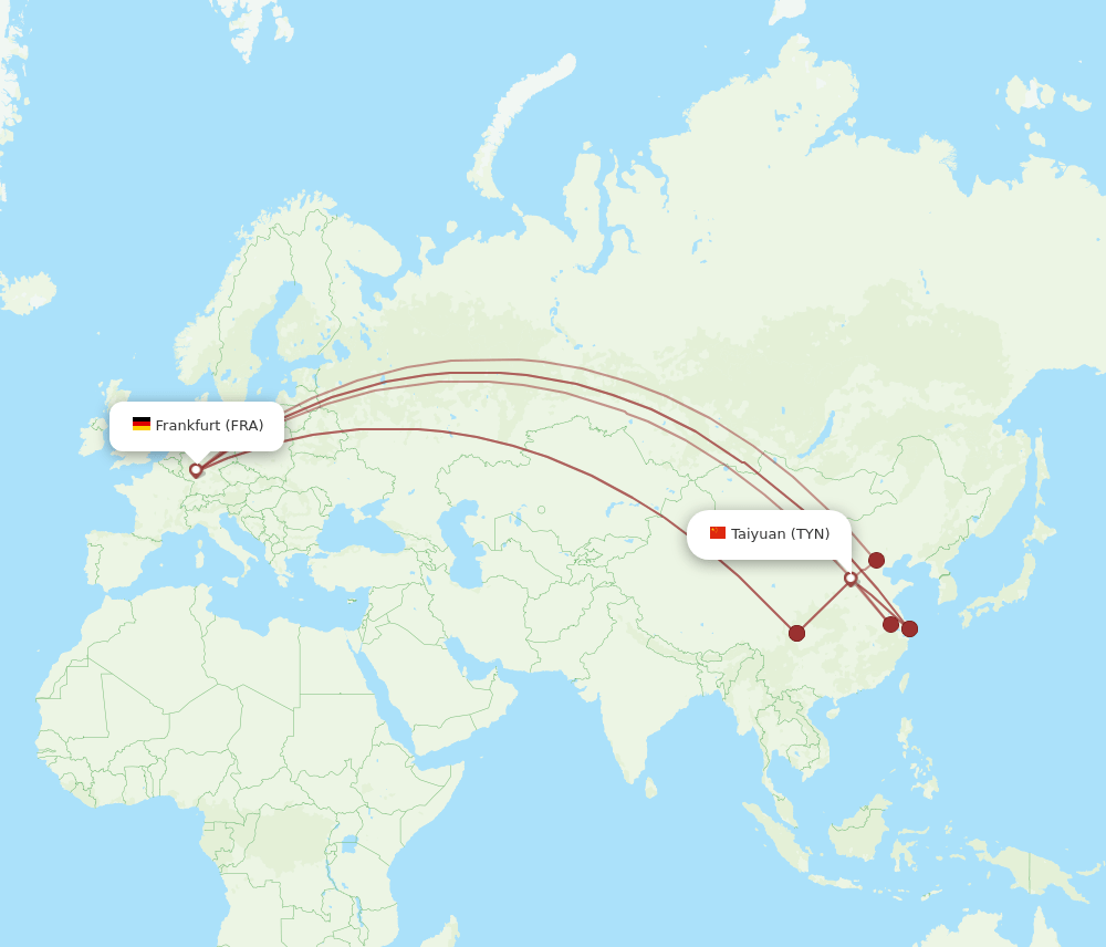 FRA-TYN flight routes