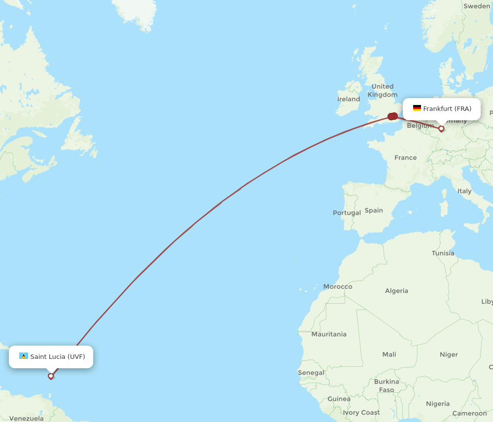 FRA-UVF flight routes