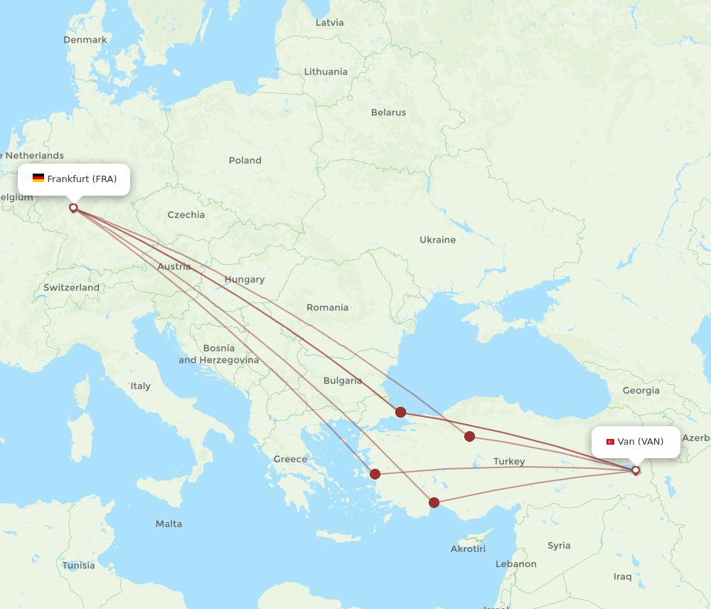 FRA-VAN flight routes