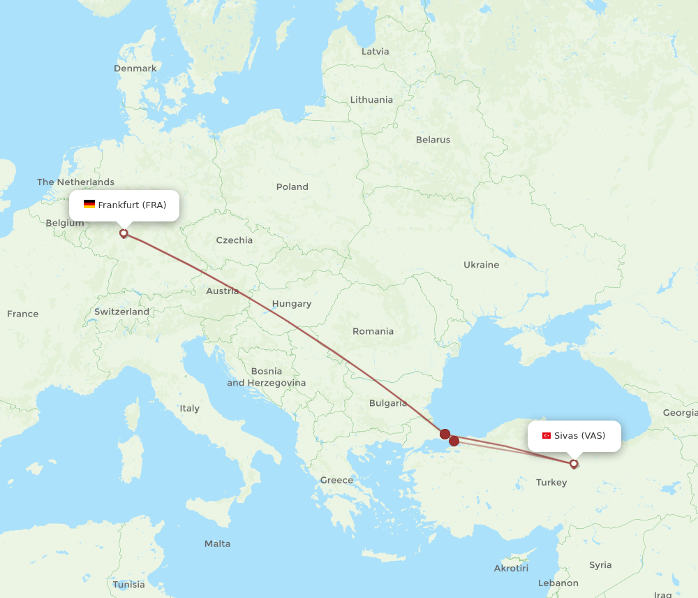FRA-VAS flight routes