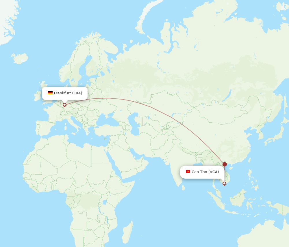 FRA to VCA flights and routes map