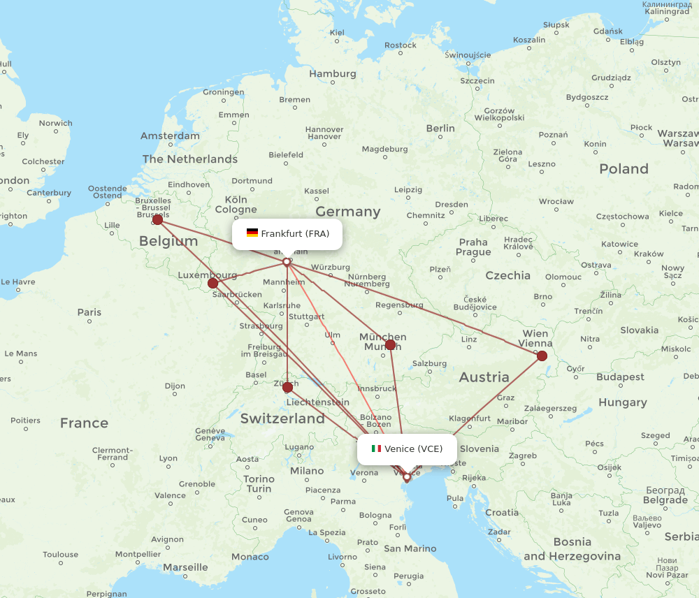 FRA-VCE flight routes