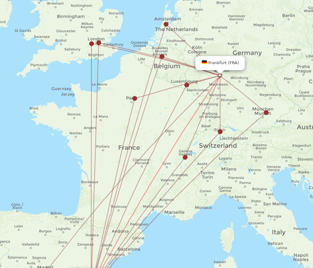 FRA-VLC flight routes