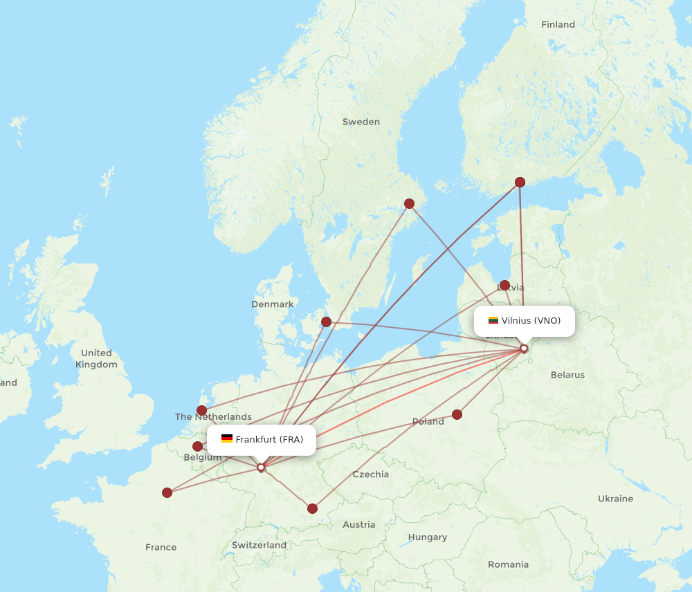 FRA to VNO flights and routes map