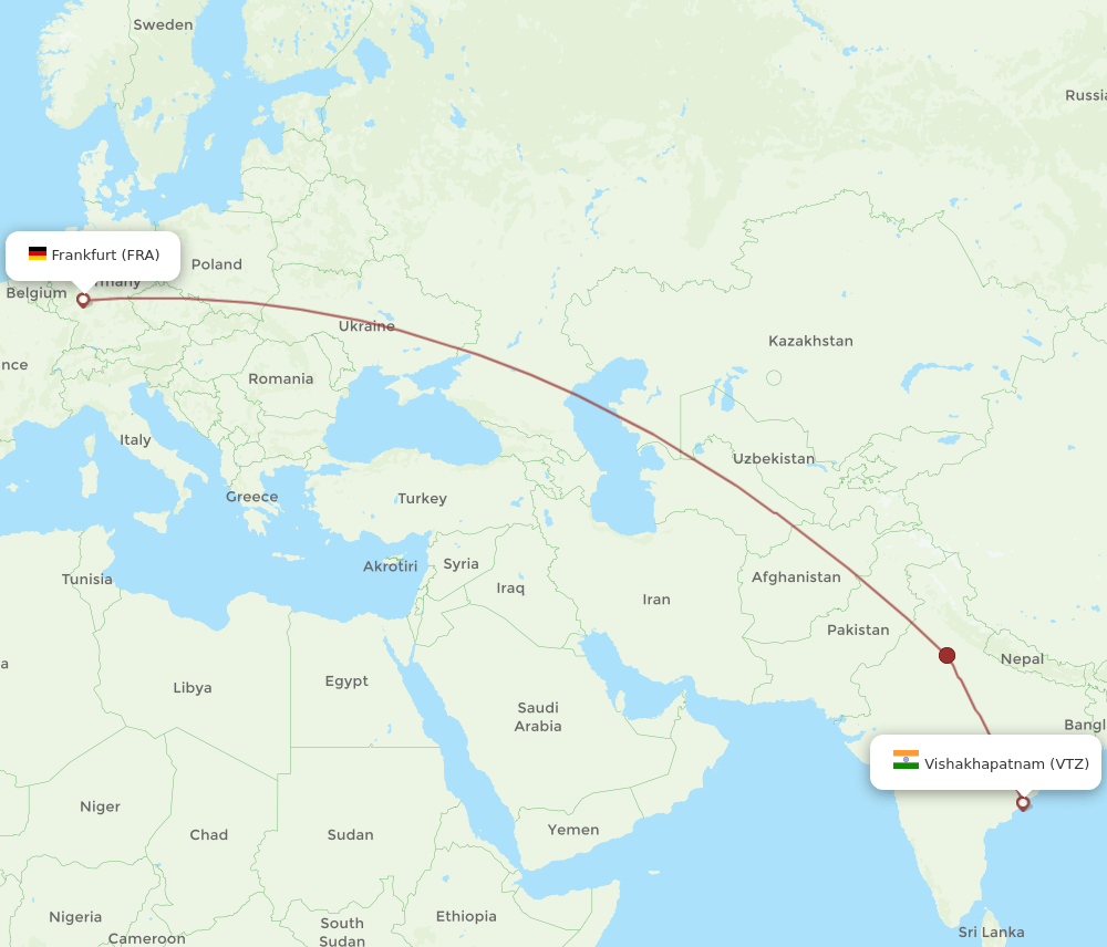 FRA to VTZ flights and routes map