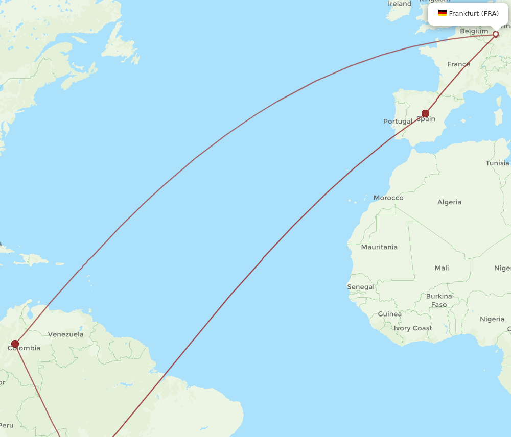 FRA-VVI flight routes