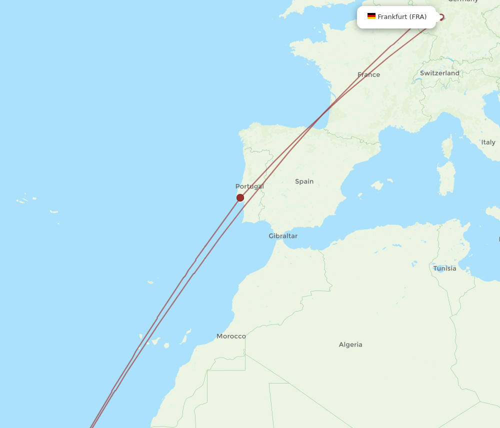 FRA-VXE flight routes