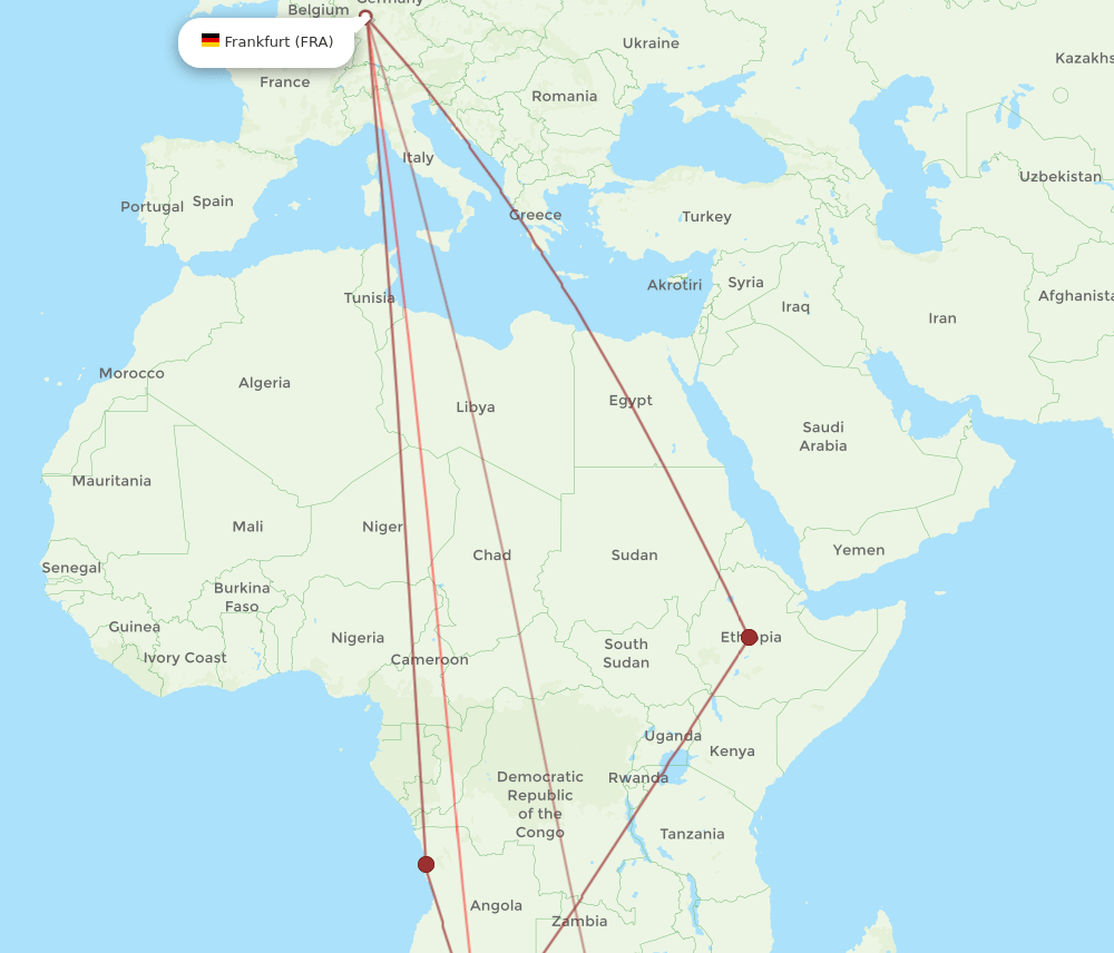 FRA to WDH flights and routes map