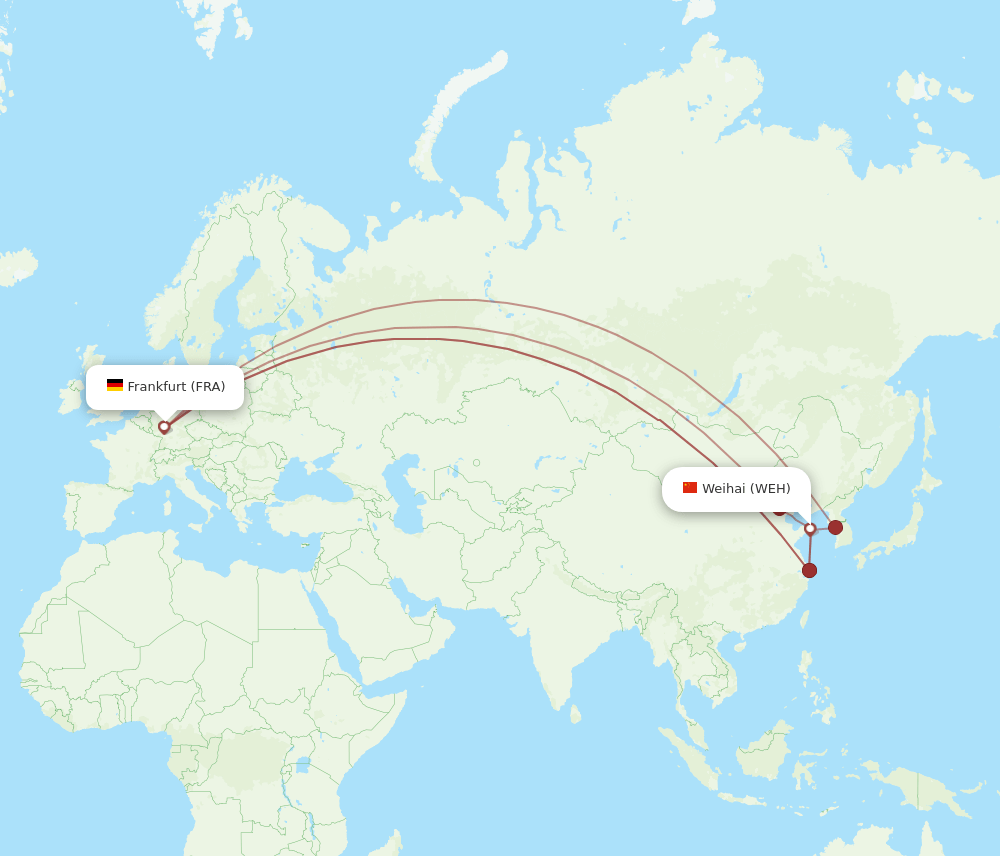 FRA to WEH flights and routes map